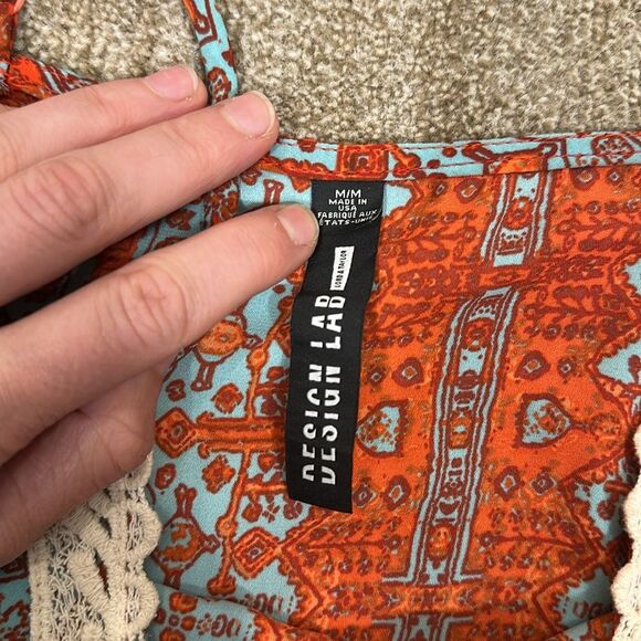 Design Lab Lord Taylor Boho Crochet Aztec Beach Cropped Camisole Women Medium - Picture 5 of 6